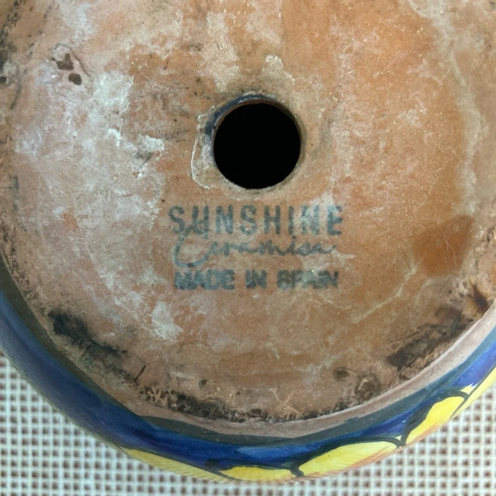 Sunshine Ceramic Pottery Sunflower Planter Large Made In Spain Boho‎ Floral 4”